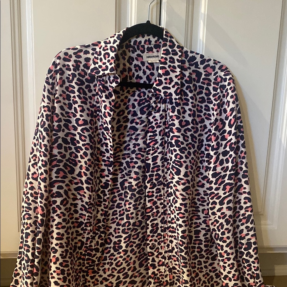 Zadig & Voltaire Pink and Black Casual Button Down Shirt print